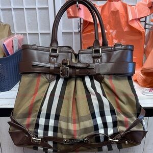 Burberry Brown and Tan Hobo Bag